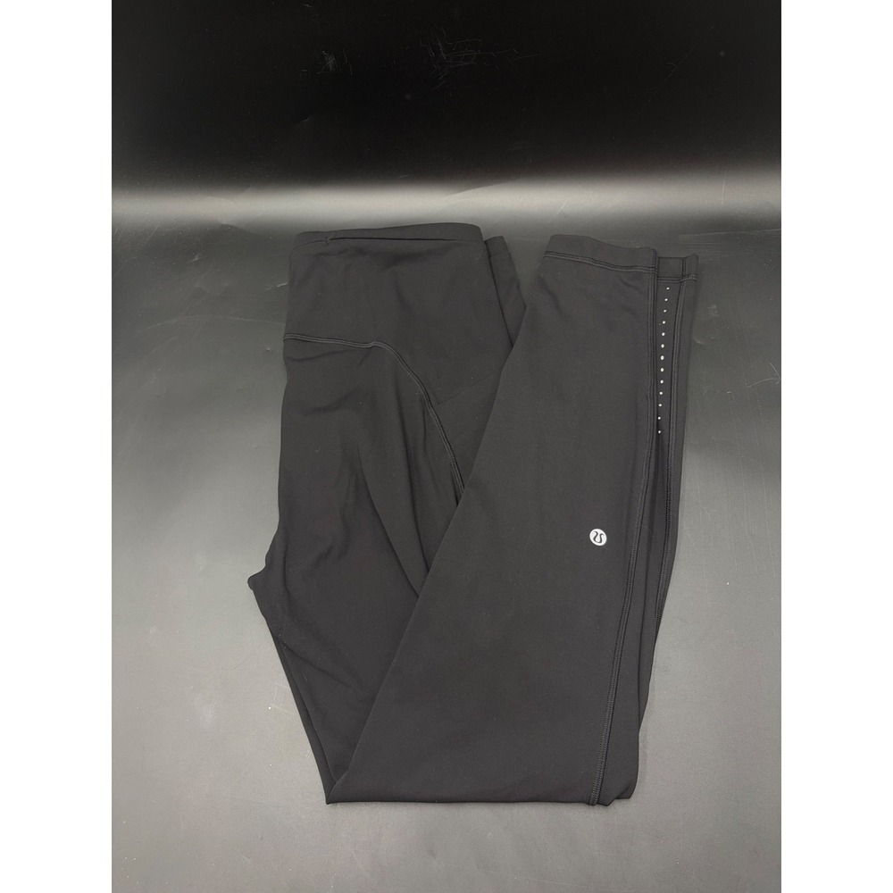 Lululemon Womens Reflective Running Leggings Black Performance Size 12
